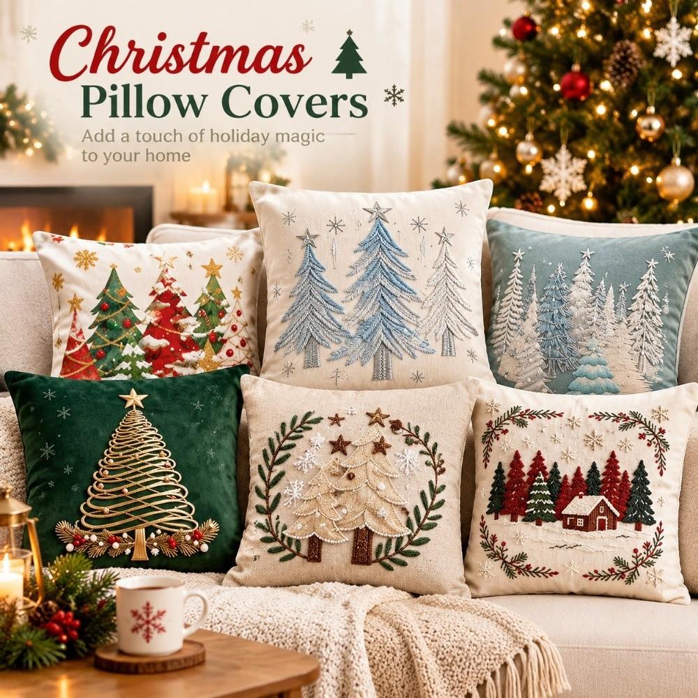 Santa Claus Christmas Pillow Cover Cartoon Print Throw Pillow Case New Cushion Cover Holiday