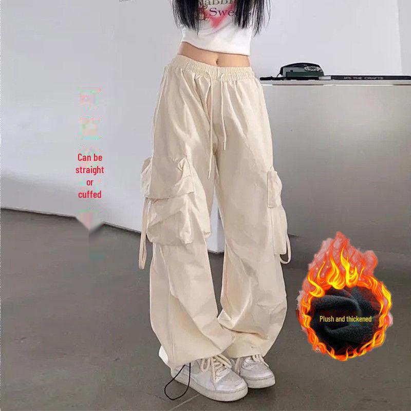 Плотный комбинезон в американском стиле 2024 года: Женский тренд осень/зима, повседневные универсальные прямые широкие брюки свободного кроя для мужчин