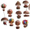 New Year 10Pcs Christmas Wooden Hot Air Balloon Santa Claus 2D Flat Wooden Pendant Christmas Tree Decor Perfect Gift Decor 2026