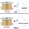 220V Led Strip Waterproof Lens COB Flexible Ribbon With Switch/Dimmable EU Plug For Room Bedroom Kitchen Outdoor Garden Lighting