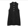 Sleeveless Black Sequined Textured Dress - Autumn/Winter New Fashion