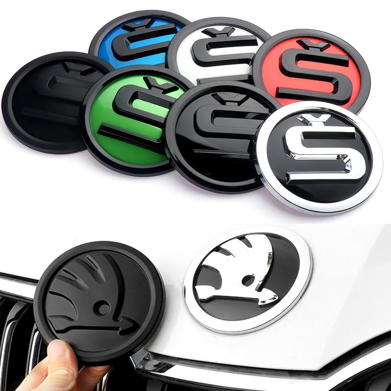 2025 Hot 8/9/10cm Emblem Car Front Hood Badge Rear Trunk Sticker for Skoda Octavia Rapid Fabia A7 Superb KAMIQ S Emblem Auto Acc