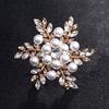 Diamond Snowflake Brooch High-End Female Personality Simple Pearl Brooch Niche Design Pin Suit Accessories