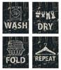 Inkdotpot 4 Piece Laundry Poster for Laundry Room Decor Wash Dry Fold Repeat , Laundry Room Posters Wall Art