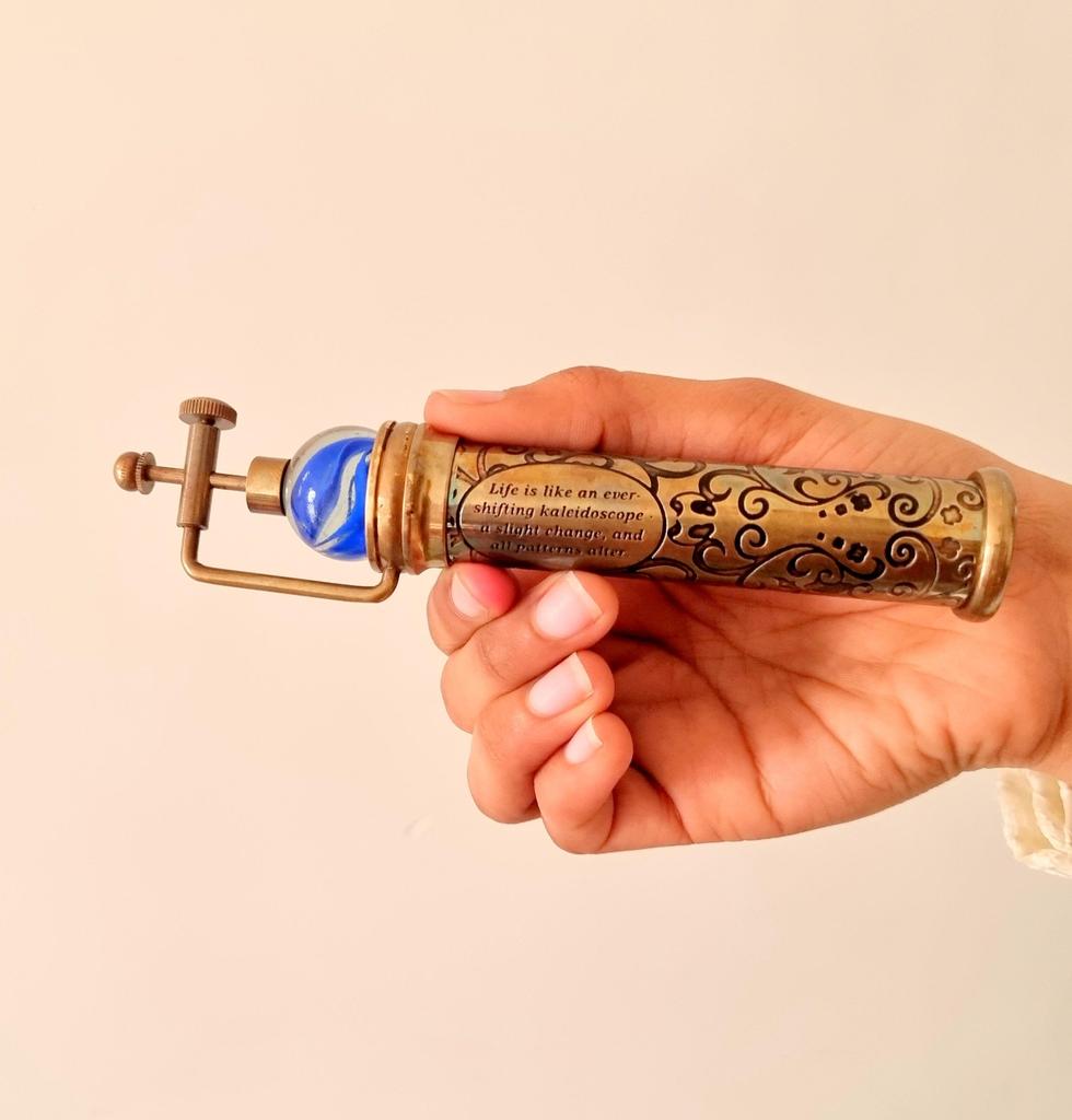 Antiqued Brass Kaleidoscope with Marble Eyepiece Premium Kaleidoscope Gift