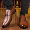 Britain New Fashion Gentleman Pointed Black Brown Business Casual Shoes For Men Monk Strap Loafers Formal Wedding Dress Footwear