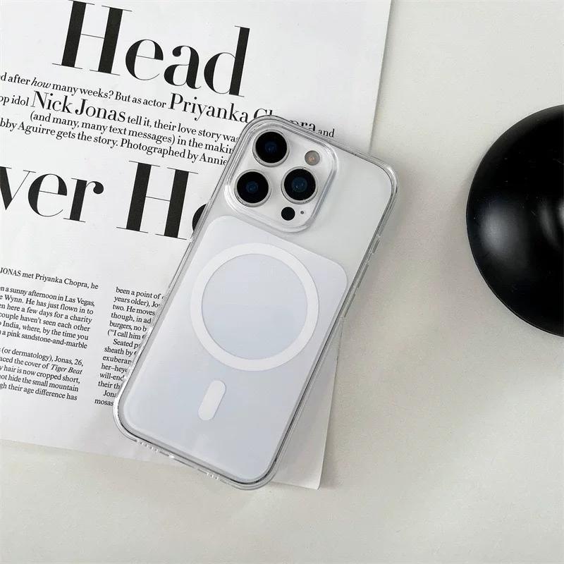 Fashion Clear Magnetic Phone Case For 17 16 15 14 13 Pro/Pro Max Compatible with MagSafe Charging HD transparent Cover