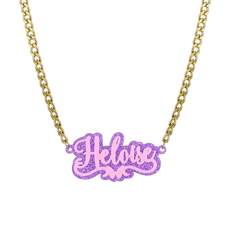 Customized Name Necklace Personalized Colorful Acrylic Pendant Fashionable and Gorgeous Hip-Hop Jewelry Graduation Season Gift