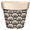 [A2057] - Black Beige 'Boho' Bamboo Plant Pot - 14x12 Cm
