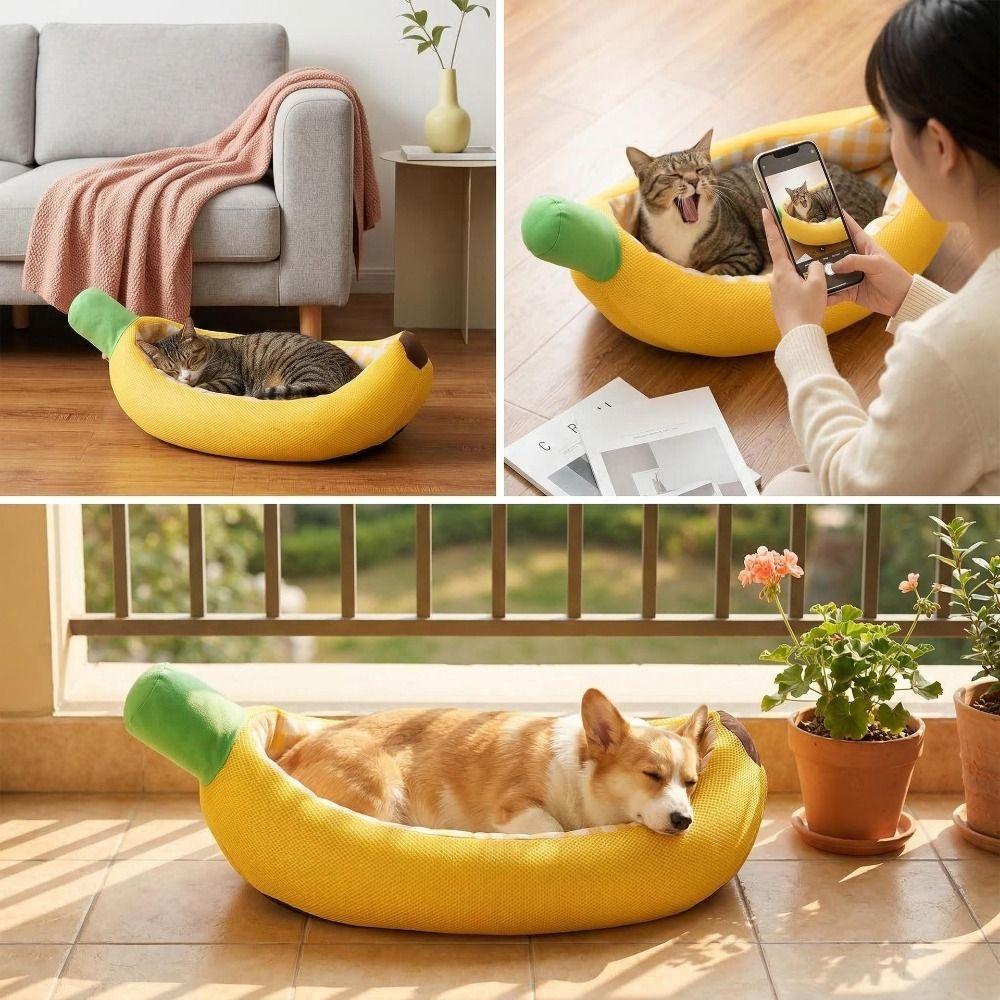Banana Shape Cat Kennel Plush Soft Dog Bed New Pet Bed Pet Supplies