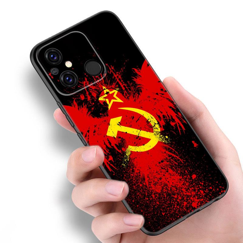 Черный чехол для телефона с изображением флага СССР для Xiaomi Redmi 11 Prime 11A 12C 13C A1 A2 + 12 4G 10 5G 8A 9A 10A 9C 10C 9i 12R Note 9T