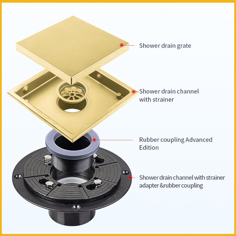 Квадратный невидимый слив из нержавеющей стали для пола, дезодорирующий фильтр для мусора, слив для душа, слив для пола, фильтр для воды, аксессуары для ванной комнаты