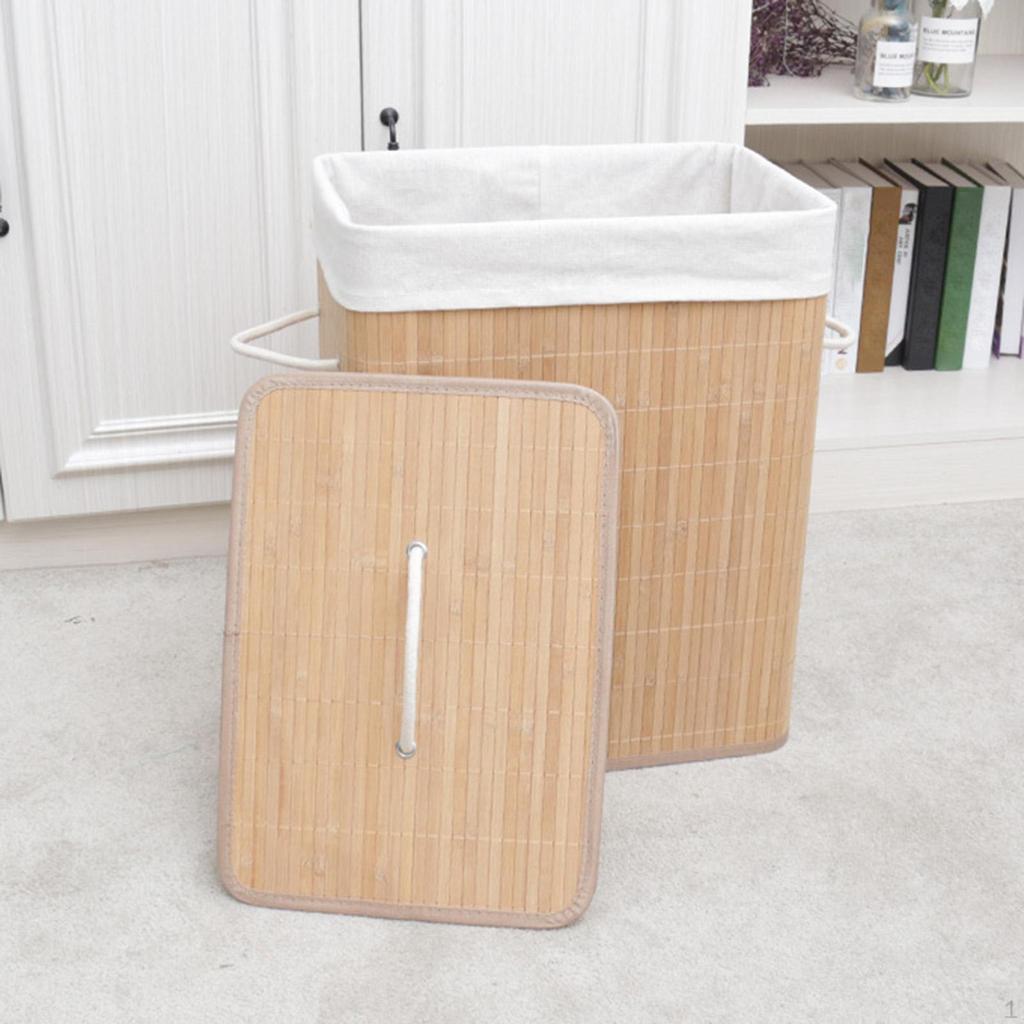 Bamboo Laundry Basket Dirty Clothes Hamper Bins Washing for Nursery,