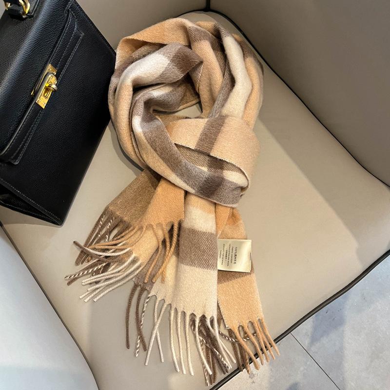 New British Wool Scarf Women's Autumn and Winter Plaid Warm Fashion Versatile Mother Scarf Gift