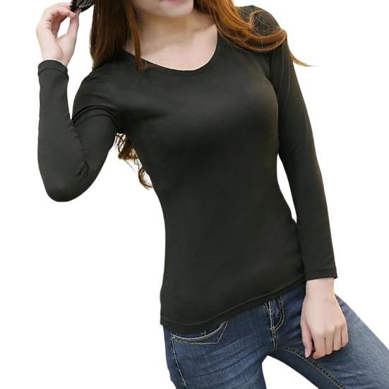 Женская футболка с круглым вырезом и V-образным вырезом, облегающий пуловер с длинным рукавом, эластичная ткань