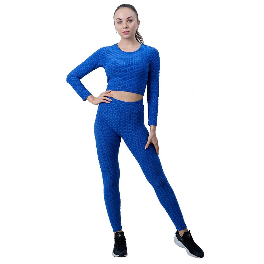 Комплект для йоги Женская одежда для йоги Bubble Yoga Бег Фитнес Одежда с высокой талией Персиковый подъем бедер Одежда для йоги