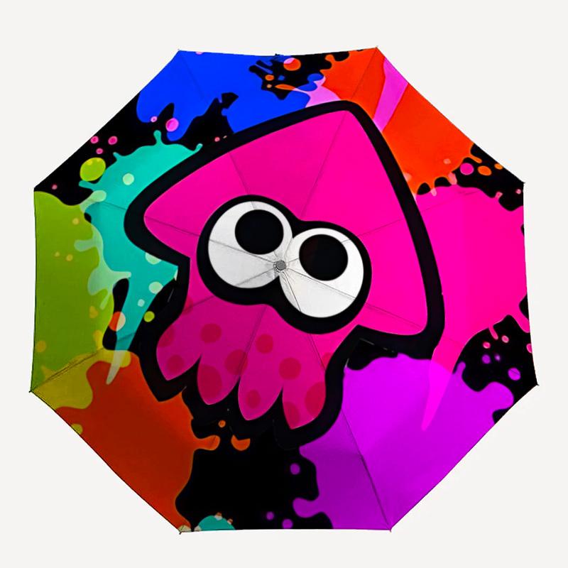1 шт. Складной портативный милый зонт Splatoon с автоматическим открытием/закрытием и 8-реберной конструкцией для женщин/мужчин, для всесезонного использования a0901155