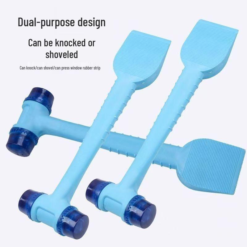 Steel Core Leather Hammer: Multifunctional Tool for Tile, Door, and Window Installation with Rubber Strip and Plastic Shovel.