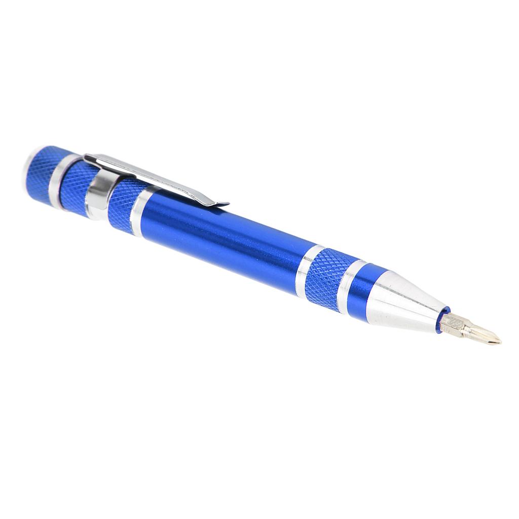 Pocket Screwdriver 8 In 1 Mini Hand Pen Screwdriver Magnetic Type Multipurpose for Fine ScrewsBlue