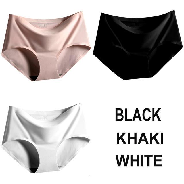 3pcs Sexy Women's Panties Ice Silk Seamless Underwear Girl Lingerie Breathable Comfort Briefs Large Size Panties Women Underpant
