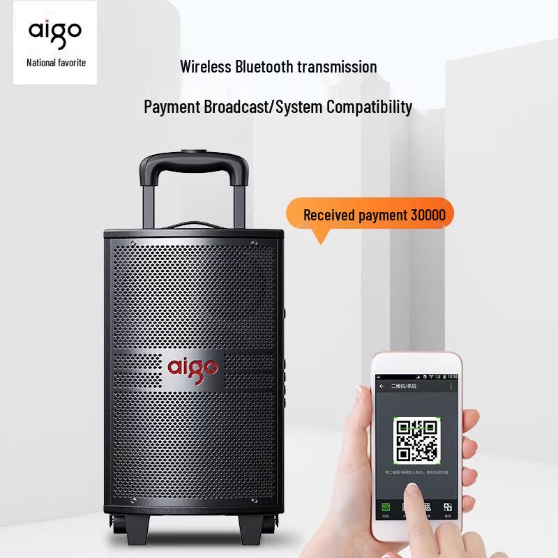 Портативная Bluetooth-колонка для караоке aigo S308, 8 дюймов, штекер CN (адаптер в комплекте)