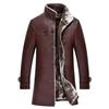 Men's Genuine Leather Mid-length Stand-up Collar Sheepskin Fur All-in-one Men's Thickened Fur Coat