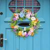 Весенний венок на дверь 17,7 дюймов, цветочный венок из зелени, искусственные цветы, украшение для входной двери фермерского дома