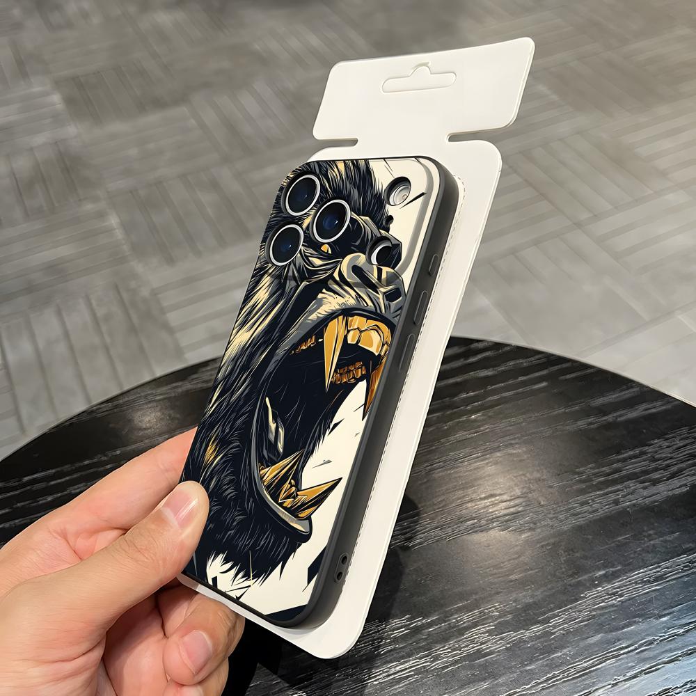 Чехол для телефона 'Злой Кинг-Конг' для IPhone 17 Air 16 E Pro Max 15 14 13 Mini 12 Pro 11 Max Plus Черный Мягкий