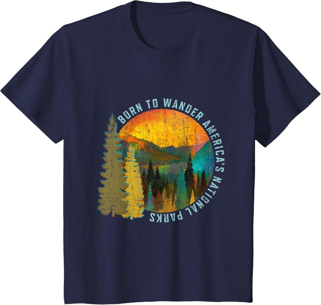 Born to Wander Americas National Parks Vintage Men T Shirt