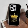 Чехол для телефона с буквами KING Queen Crown для iPhone 17 Air 16 E 15 14 Plus 13 12 11 Pro Max, Желейный, 2 в 1, Защитный чехол