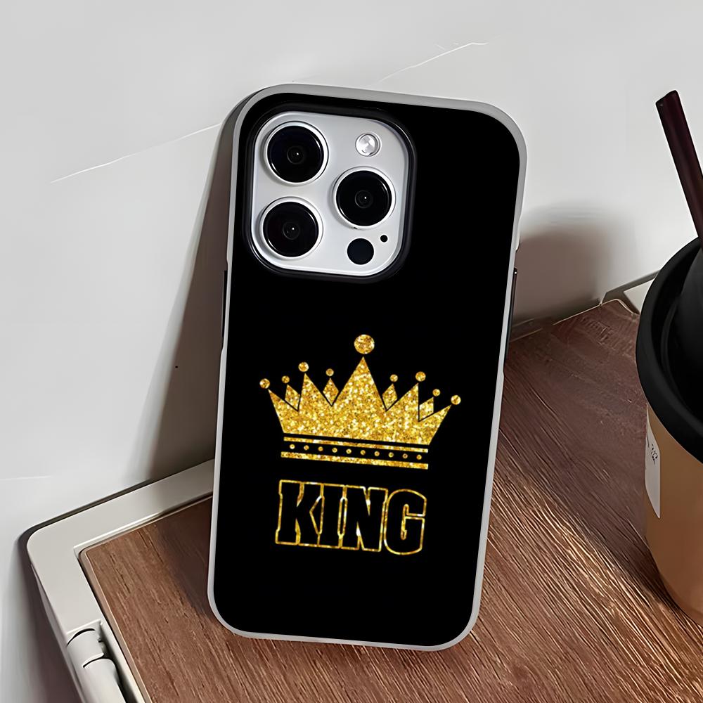 Чехол для телефона с буквами KING Queen Crown для iPhone 17 Air 16 E 15 14 Plus 13 12 11 Pro Max, Желейный, 2 в 1, Защитный чехол