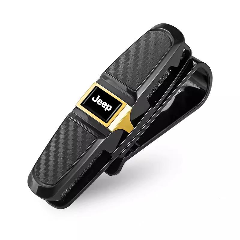 Car Glasses Case Auto Sun Visor Glasses Holder Clip For Jeep Renegade Compass Grand Cherokee Wrangler jk Gladiator Patriot AJP1
