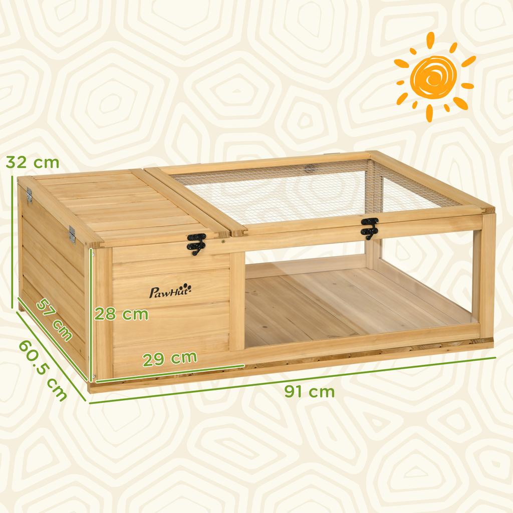 Tortoise House Small Reptile Wooden House With Mesh Roofs Side Panels For Turtles Lizards Geckos And Snakes