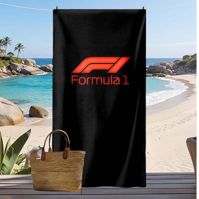 Пляжное полотенце с принтом F1 Мягкое Портативное Быстросохнущее?Сухое полотенце для бассейна, летнего отпуска, активного отдыха на природе