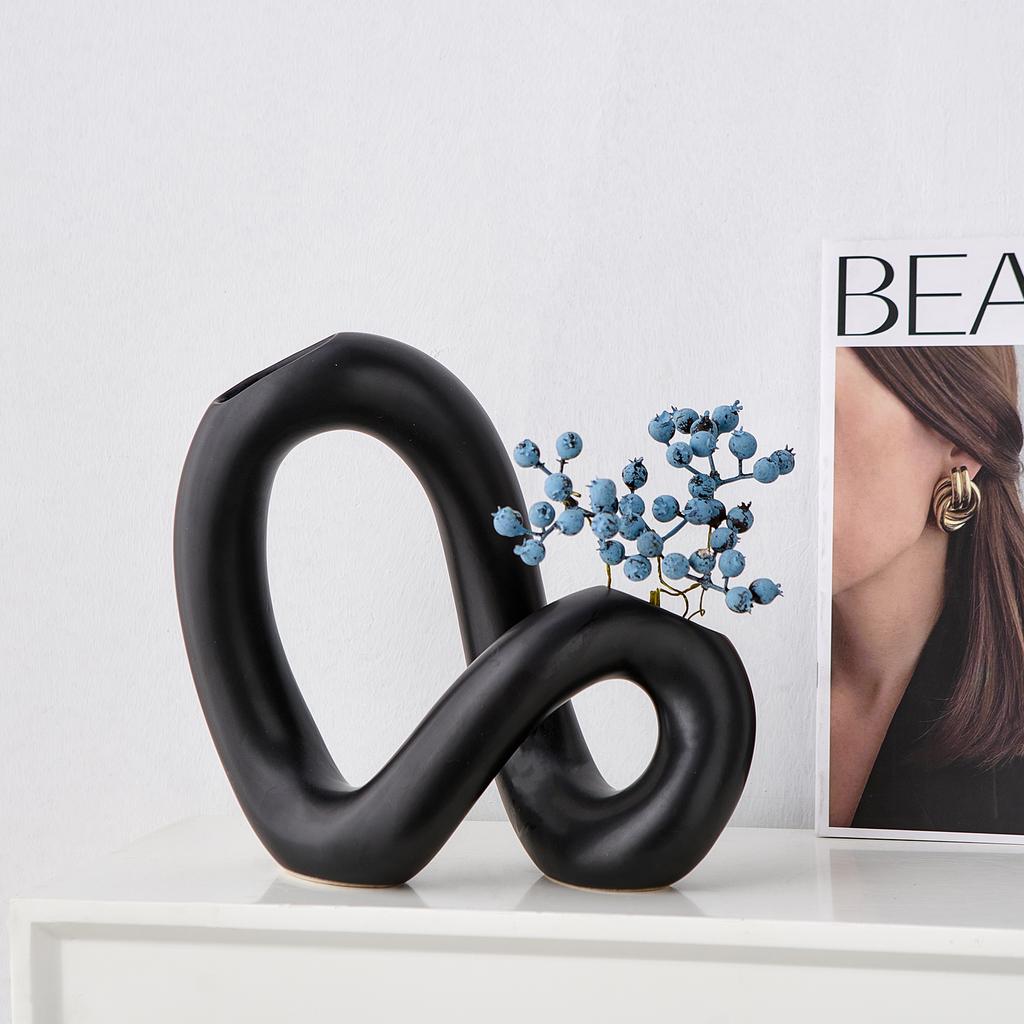 Home Decor Creative Art Vase Abstract Flower Bottle Modern Style Living Room Table Ornament Office Desk Accessories Crafts