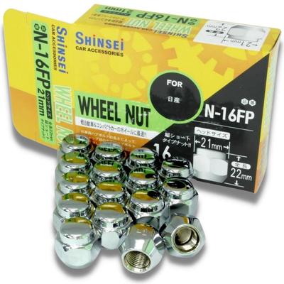 Гайка колесная Shinsei M12 x P1.25 Коническая посадка 60° 16 штук Углеродистая сталь для механической конструкции Шестигранная N-16FP