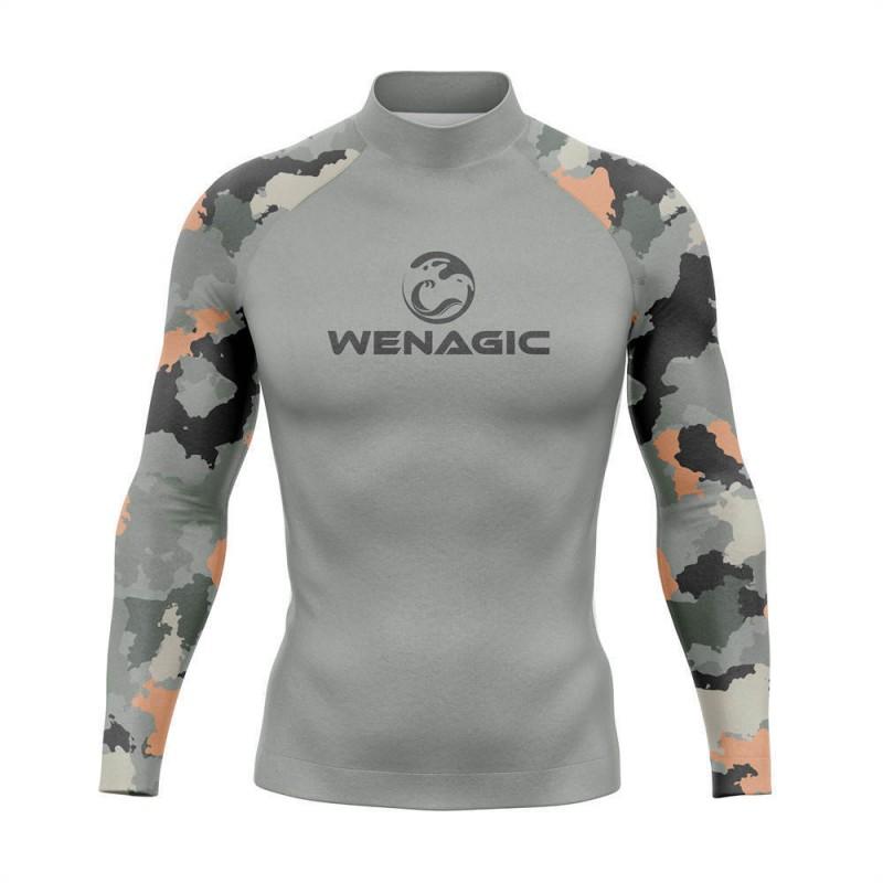 Mens Quick-Dry Rash Guard Long Sleeve UV Protection Swim Shirt Surfing Diving Water Sports