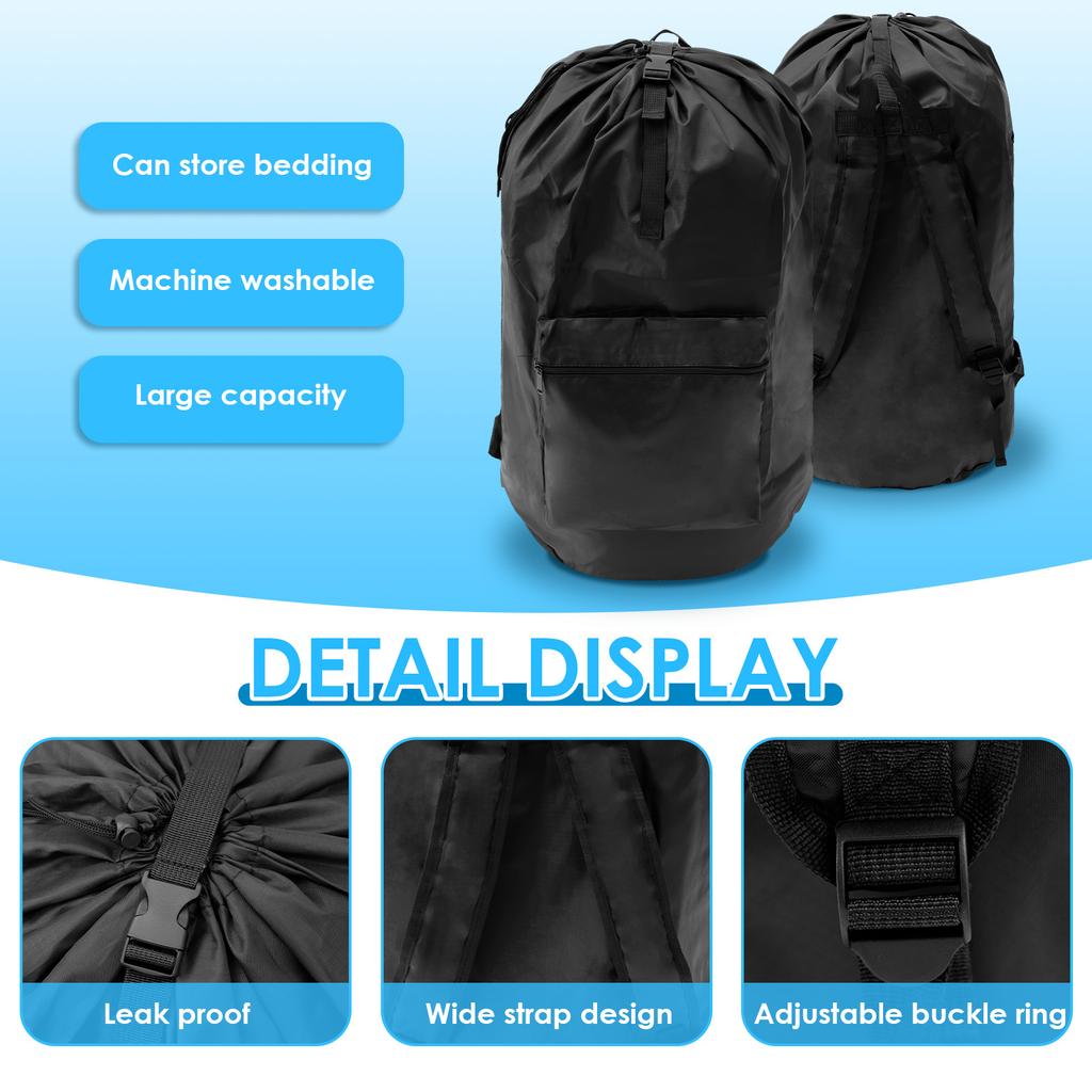 Laundry Backpack Bag with Shoulder Straps and Pocket Oxford Cloth Waterproof Backpack Laundry Bag Large Capacity Clothes Hamper