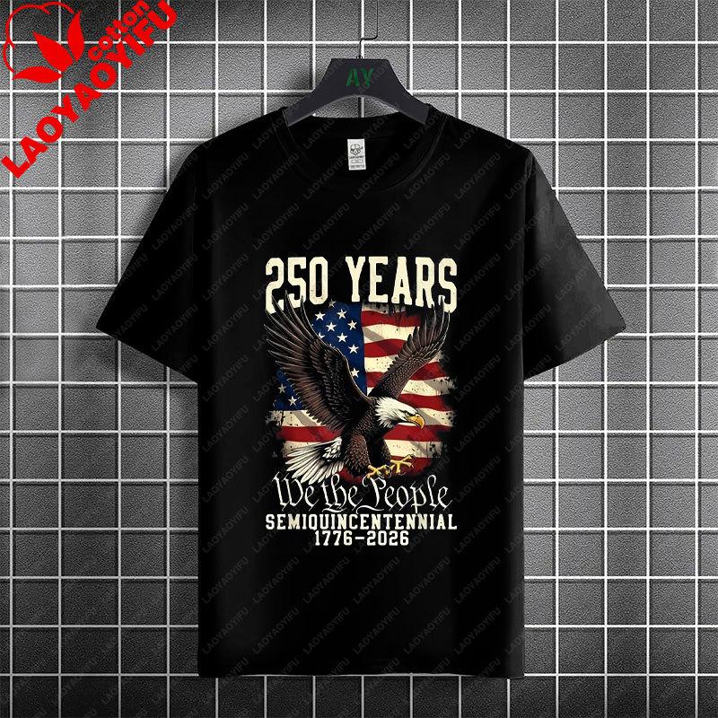 Funny Stars Stripes 250 Years America 250th Graphic Tshirt 100 Cotton Short Sleeve Round Neck Casual All Season Tshirt