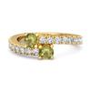 Peridot Twin Stone with Accents Bypass Ring - Sterling Silver Gold Vermeil