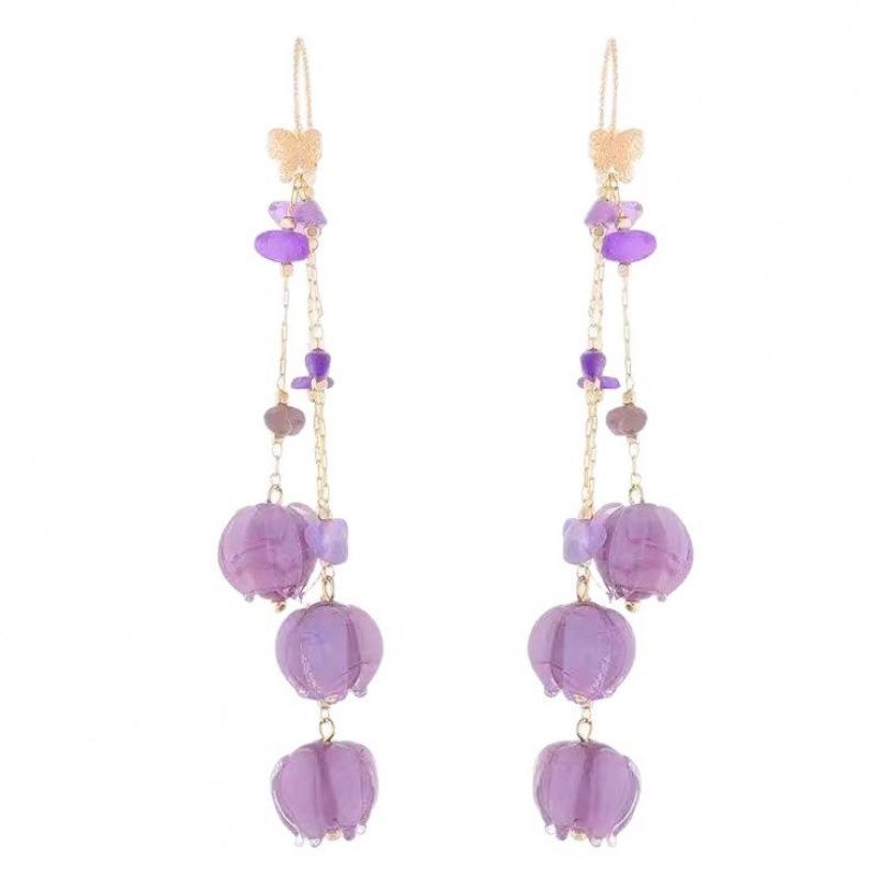 Серьги-кисточки 'Фиолетовый Ландыш' от Bai Lu - Стиль для отпуска, Длинные, Высококачественные женские серьги