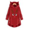 Fashion Winter Irregular Ladies Coat Christmas Embroidery Warm Button Top Plush Loose Cute Cat Ear Jacket Sweater
