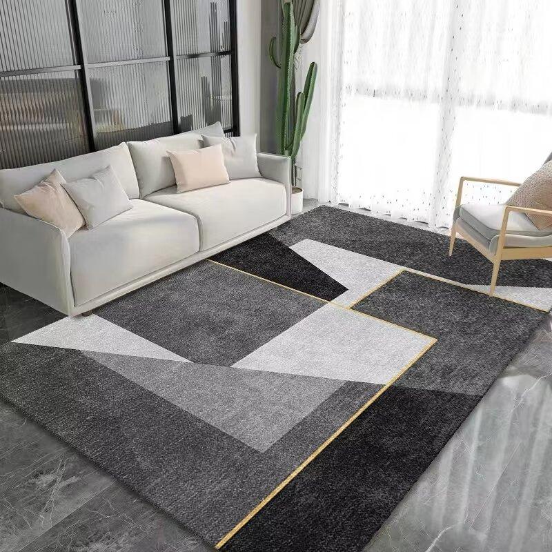 Nordic Light Gray Large Living Room Carpet Light Luxury Decorative Rug for Bedroom Geometric Carpets Non-slip Sofa Side Foot Mat