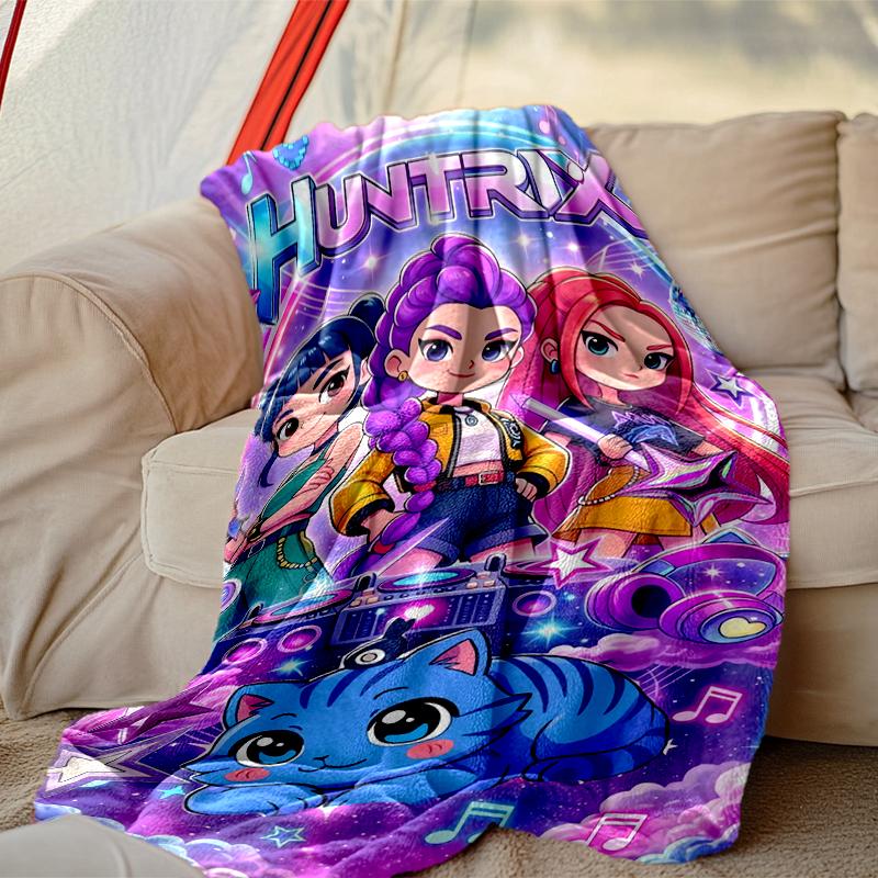 Kpop Demon Hunters Blanket Lightweight Print Throw Blanket For Couch, Bed, Car, A Heartfelt Gift for Your Family and Friends