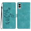 For Samsung Galaxy S25 Edge Case Leather Imprinted Flower Phone Cover Wallet with Wrist Strap
