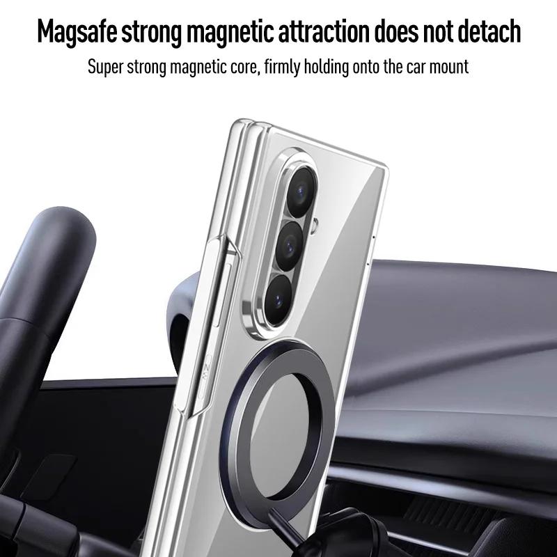 For Samsung Galaxy Z Fold 8Ultra Swivel Alloy Bracket Magnetic & Bracket & Ring 3in1 Tempered Glass Film For Magsafe Phone Case