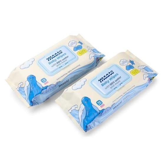 Maate Baby Wipes (Pack of 2, 144 Wipes) | Soothing & Hypoallergenic | Infused With Plant Squalane, Tamanu Oil & Aloe Vera | Moisturizing & Hydrating