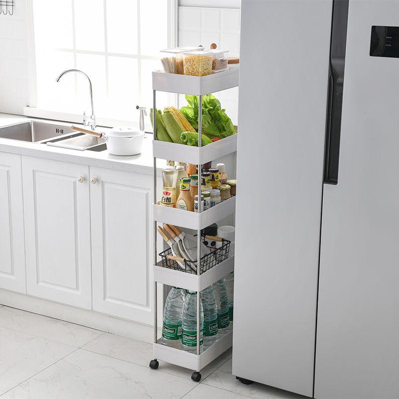 Новый 3/4-слойный подвижный стеллаж для хранения с зазором, тонкий органайзер для кухни, ванной комнаты, полка-башня, компактный органайзер на колесах