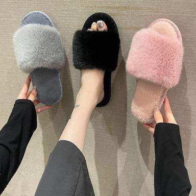 Модные зимние женские зимние домашние пушистые тапочки нескользящие повседневные домашние туфли на плоской подошве женские шлепанцы теплая обувь однотонные