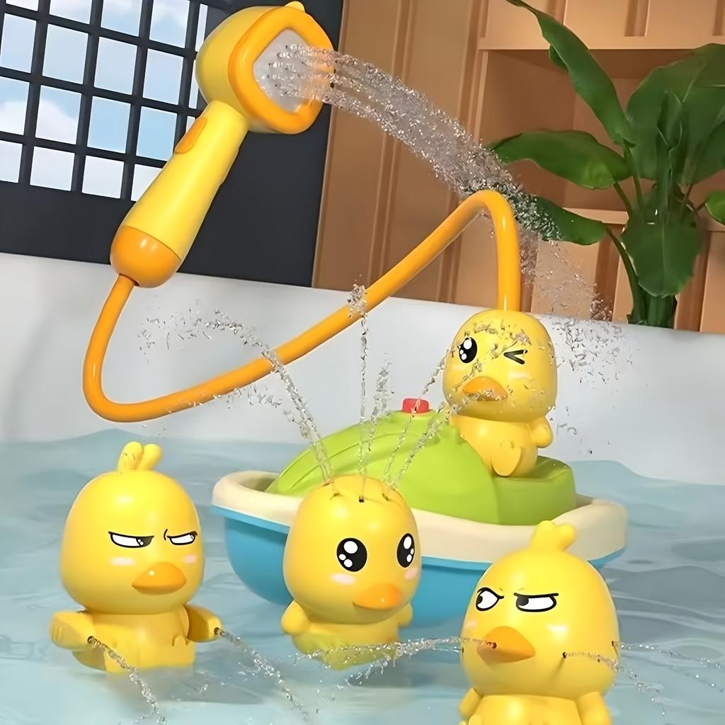 Игрушка для купания «Утенок» для малышей с регулируемыми распылителями, работающая от батареек одним нажатием, интерактивная игрушка для игры в бассейне во время купания для малышей,